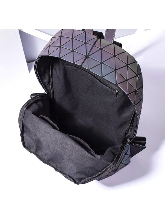 Luminous Geometric Backpack | Holographic Reflective Rucksack | Iridescent Bag
